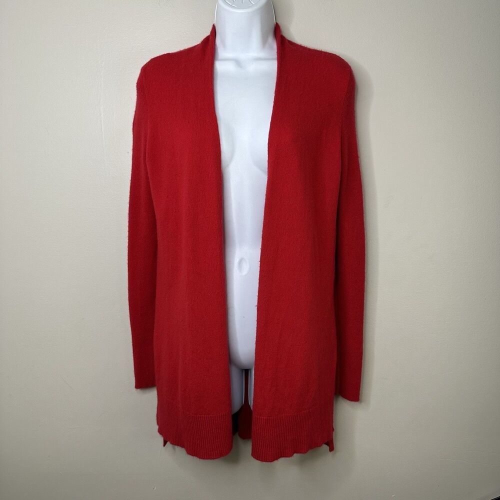 MAX STUDIO 100% Cashmere Cardigan Sweater  Women's XS  Red 2-Ply Open Soft Luxe